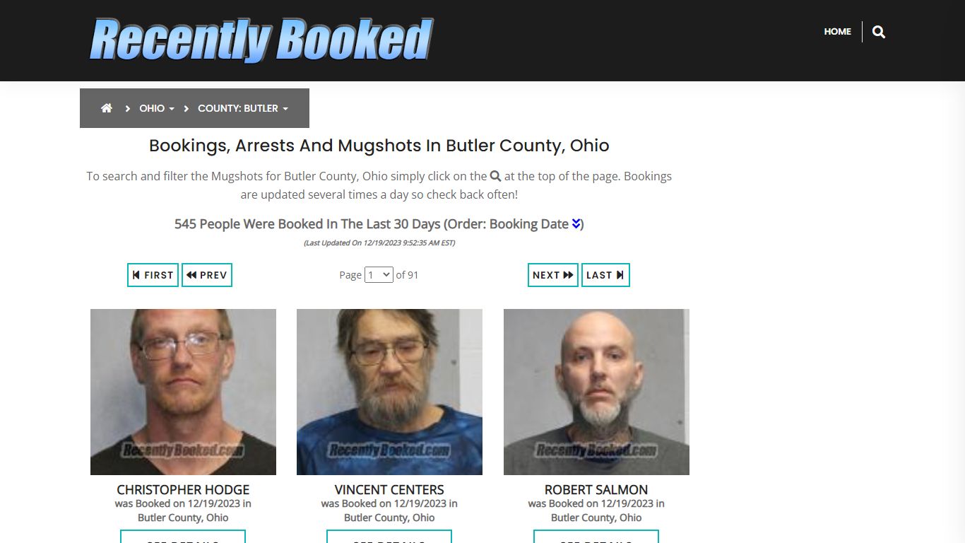 Recent bookings, Arrests, Mugshots in Butler County, Ohio - Recently Booked